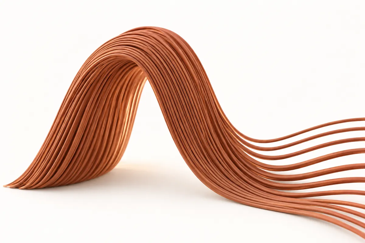Escultura de linhas verdes que se curvam como uma onda de voz.